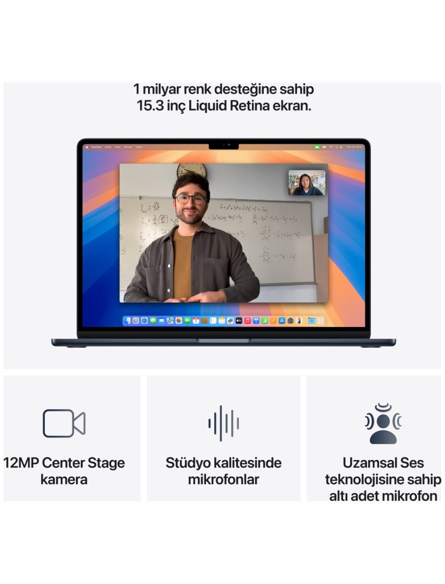 Apple MacBook Air M4 16GB 256GB SSD macOS 15" Taşınabilir Bilgisayar Gece Yarısı MW1L3TU/A