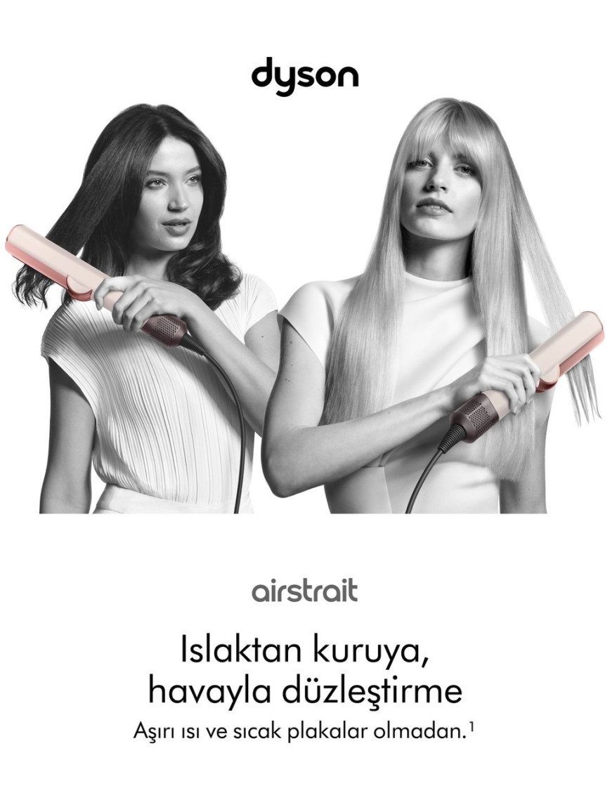 Dyson Airstrait Saç Düzleştirici İyon Teknolojili Titanyum Plaka 80-140°C 3 Kademeli Profesyonel Kullanım